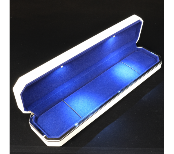 Moment Collection White/Blue LED Bracelet Box 9 1/4" x 2 1/2 x 1 1/2" H